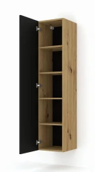 Szafka wisząca DUO 150cm, dąb artisan / czarny mat - otwarta