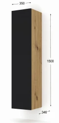 Szafka wisząca DUO 150cm, dąb artisan / czarny mat - wymiar