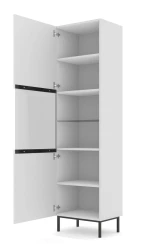 Witryna Ravenna B 1D1S 217cm, frez MDF folia, biały mat - nogi czarne metalowe - otwarta