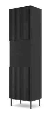 Witryna Ravenna B 1D1S 217cm, frez MDF folia, czarny mat - nogi czarne metalowe