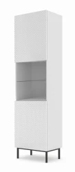 Witryna Ravenna C Diament 1DS 217cm, biały mat / biały połysk - nogi czarne metalowe