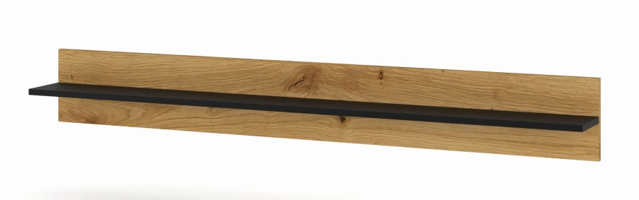 Półka wisząca Anette B 150cm, czarny mat / dąb artisan
