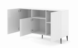 Komoda Ravenna PB 2D1DM 150cm, biały mat - nogi metalowe czarne szpilka - otwarta
