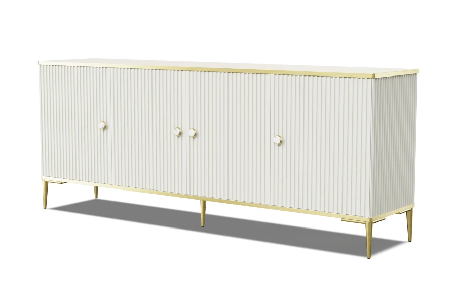 Komoda Petra 4D 182cm, kaszmir - złote nóżki i uchwyty