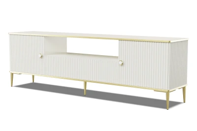Szafka RTV Petra 2D1S 180cm, kaszmir - nóżki i uchwyty złote
