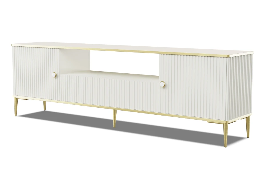 Szafka RTV Petra 2D1S 180cm, kaszmir - nóżki i uchwyty złote