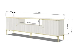 Szafka RTV Petra 2D1S 180cm, kaszmir - nóżki i uchwyty złote - wymiary