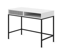 Toaletka Ravenna F 1S, frez MDF, biały mat / czarny mat - nogi metalowe czarne