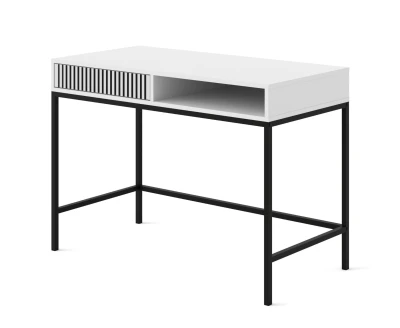 Toaletka Ravenna F 1S, frez MDF, biały mat / czarny mat - nogi metalowe czarne