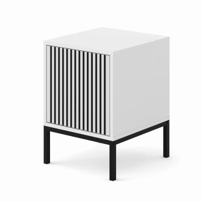 Kontenerek Ravenna F 1D, frez MDF, biały mat / czarny mat - nogi metalowe czarne