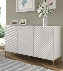Komoda Surf 150cm 3D, biały mat - nogi metalowe złote - w aranżacji