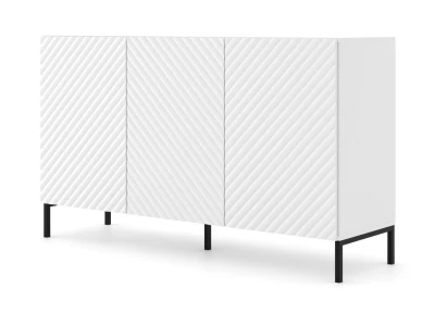Komoda Surf 150cm 3D, biały mat - nogi metalowe czarne
