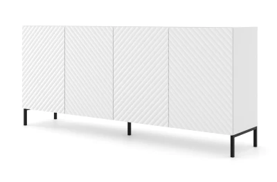 Komoda Surf 200cm 4D, biały mat - nogi metalowe czarne