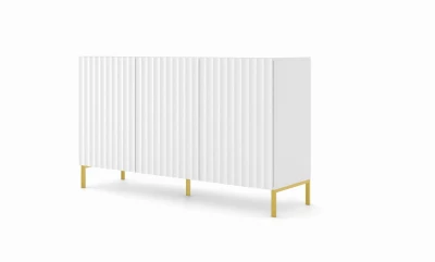 Komoda Wave 150cm 3D, biały mat - nogi metalowe złote