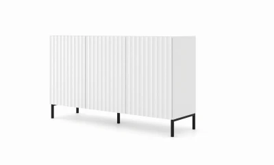 Komoda Wave 150cm 3D, biały mat - nogi metalowe czarne