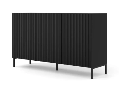 Komoda Wave 150cm 3D, czarny mat - nogi metalowe czarne
