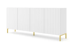 Komoda Wave 200cm 4D, biały mat - nogi metalowe złote