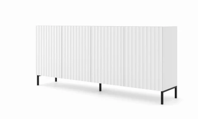 Komoda Wave 200cm 4D, biały mat - nogi metalowe czarne