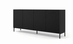 Komoda Wave 200cm 4D, czarny mat - nogi metalowe czarne