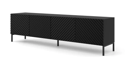 Szafka RTV Surf 200cm 4D, czarny mat - nogi metalowe czarne