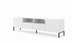 Szafka RTV Wave 200cm 2D2S, biały mat - nogi metalowe czarne