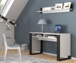 Biurko Mondi 120x55cm - biały mat / czarny mat - w aranżacji