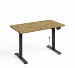 Biurko elektryczne z regulacją 140x70 BIMOTION - dąb artisan - nogi czarne metalowe