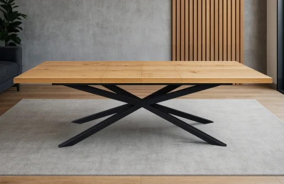 Stół rozkładany loftowy prostokątny 200/280 S8 METAL fornir dębowy z sękami