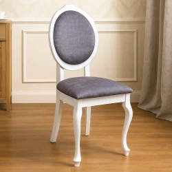 Eleganckie krzesło w stylu glamour K76 szare - nogi białe