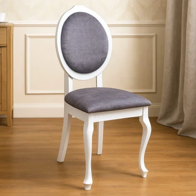 Eleganckie krzesło w stylu glamour K76 szare - nogi białe