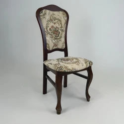 Krzesło żakardowe drewniane K30 bukowe, w tkaninie żakardowej, do salonu, jadalni, kuchni, żakard, *Medalion - nogi orzech
