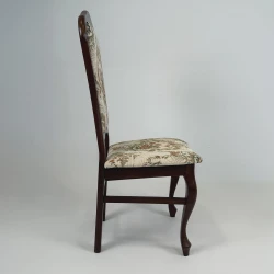 Krzesło żakardowe drewniane K30 bukowe, w tkaninie żakardowej, do salonu, jadalni, kuchni, żakard, *Medalion - nogi orzech