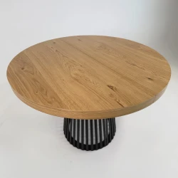 Zestaw jadalniany SARA - Stół okrągły rozkładany, lamele S62 METAL 100/200 + 4 krzesła K97 kremowe