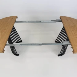 Zestaw jadalniany SARA - Stół okrągły rozkładany, lamele S62 METAL 100/200 + 4 krzesła K97 kremowe