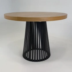 Zestaw jadalniany KAJA - Stół okrągły rozkładany, lamele S62 METAL 100/200 + 4 krzesła K94 różowe