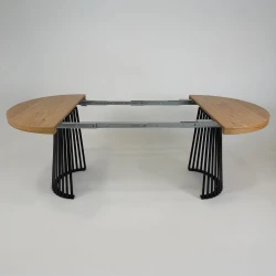 Zestaw jadalniany KAJA - Stół okrągły rozkładany, lamele S62 METAL 100/200 + 4 krzesła K94 różowe
