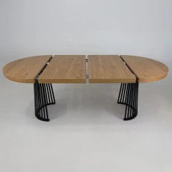Zestaw jadalniany RIVA - Stół okrągły rozkładany, lamele S62 METAL 100/200 + 4 krzesła K95 szare