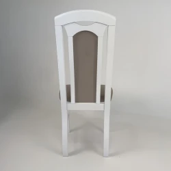 Krzesło białe K34, beżowa tapicerka