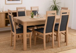 Nowoczesny zestaw mebli jadalnianych - Stół rozkładany prostokątny S18-L 80x160/200 z 6 krzesłami K70