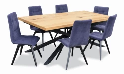 Nowoczesny zestaw mebli jadalnianych - Stół rozkładany loftowy prostokątny S8 METAL 100x200/280 z 6 krzesłami K33