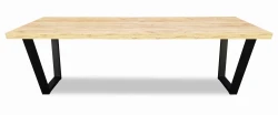 Stół rozkładany LOFT prostokątny 140/240 S55-L-V METAL - blat dąb craft złoty, nogi czarne metalowe - po rozłożeniu