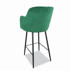 Hoker H97 w zielonym welurze, tył - elegancki design, idealny do różnych wnętrz, z solidnymi czarnymi metalowymi nogami