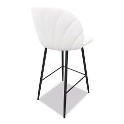 Hoker H99 w białym welurze, tył - elegancki design, solidne czarne metalowe nogi, idealny do nowoczesnych wnętrz